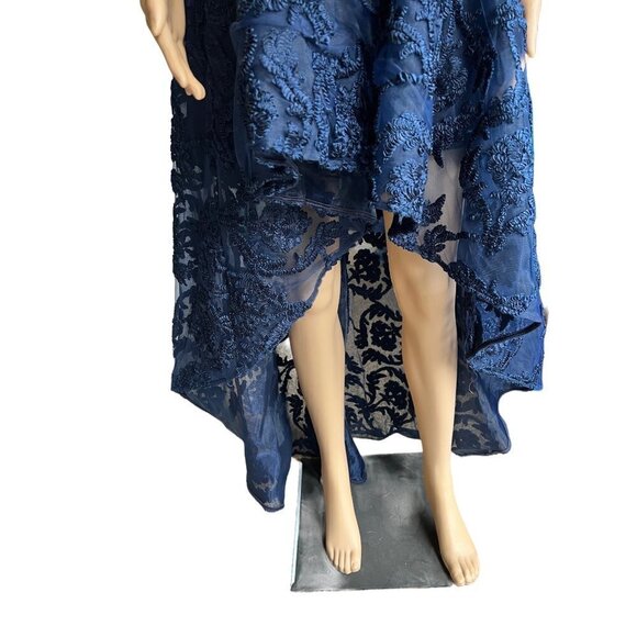 AMMO Sleeveless High Low Formal Dress Size Medium Navy - Picture 4 of 6